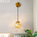 Modern gold shattered leaf clear glass globe sconce bedroom light fixture
