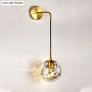 Modern gold shattered leaf clear glass globe sconce bedroom light fixture