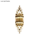 Modern gold shield 3-light wall sconce living room crystal rod light