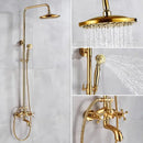 Modern gold shower faucet set with ceramic handles bathroom system