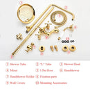 Modern gold shower faucet set with ceramic handles bathroom system