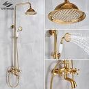 Modern gold shower faucet set with ceramic handles bathroom system