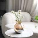 Modern gold & silver amber glass vase living room decor