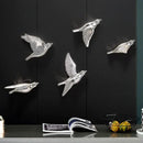 Modern gold & silver bird resin statue wall decor – children's room