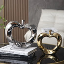 Modern gold & silver ceramic golden apple sculpture living room decor