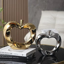 Modern gold & silver ceramic golden apple sculpture living room decor