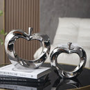 Modern gold & silver ceramic golden apple sculpture living room decor