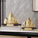 Modern gold & silver ceramic mountain sculpture living room decor