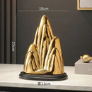 Modern gold & silver ceramic mountain sculpture living room decor