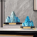 Modern gold & silver ceramic mountain sculpture living room decor
