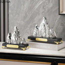 Modern gold & silver ceramic mountain sculpture living room decor