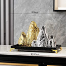 Modern gold & silver ceramic mountain sculpture living room decor