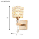 Modern gold & silver clear crystal wall light fixture bedroom