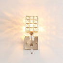 Modern gold & silver clear crystal wall light fixture bedroom