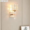 Modern gold & silver clear crystal wall light fixture bedroom