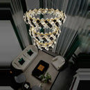 Modern gold & silver crystal dimmable led chandelier dining room