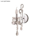 DecorBites™ Modern Wall Mount Metal Candelabra Sconce Light with Crystal Drop (Silver/Gold)