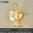 Modern gold & silver crystal led wall sconce bedroom light