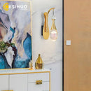 Modern gold & silver crystal led wall sconce bedroom light