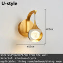 Modern gold & silver crystal led wall sconce bedroom light