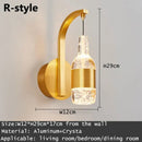 Modern gold & silver crystal led wall sconce bedroom light