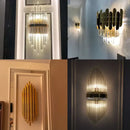 Modern gold & silver crystal wall lamp bedroom sconce