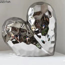 Modern gold & silver faceted ceramic statue living room home decor