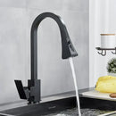 Modern gold single handle kitchen faucet with pull down sprayer
