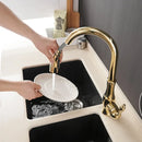 Modern gold single handle pull out kitchen faucet swivel mixer tap