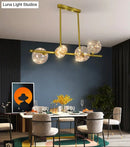 Modern gold spherical clear glass chandelier dining room light fixture
