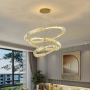 Modern gold spiral crystal led pendant chandelier dining room