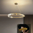 Modern gold spiral crystal led pendant chandelier dining room