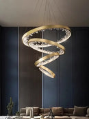 Modern gold spiral decorbites crystal led chandelier dining room light