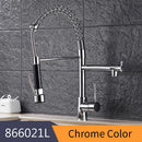 Modern gold spring spout kitchen faucet with pull out spray head