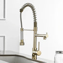 Modern gold spring spout kitchen faucet with pull out spray head