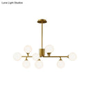 DecorBites™ Gold Metal Sputnik Pendant Lighting with White Glass Shades - Modernize Your Living Room with 6/9/12 Heads