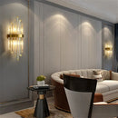 Modern gold stainless steel and clear crystal wall lamp bedroom sconce