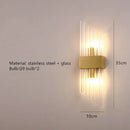 Modern gold stainless steel and clear crystal wall lamp bedroom sconce