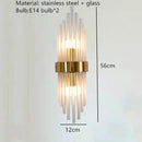 Modern gold stainless steel and clear crystal wall lamp bedroom sconce