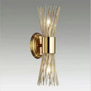 Modern gold stainless steel fluted glass wall sconce for bedroom