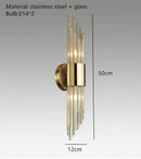 Modern gold stainless steel fluted glass wall sconce for bedroom