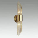 Modern gold stainless steel fluted glass wall sconce for bedroom