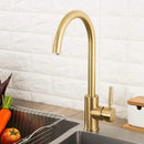 Modern gold stainless steel kitchen faucet curved spout mixer tap