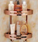 Modern gold stainless steel two tier corner shelf bathroom shower caddy