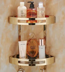 Modern gold stainless steel two tier corner shelf bathroom shower caddy