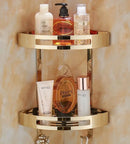 Modern gold stainless steel two tier corner shelf bathroom shower caddy