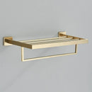 Modern gold stainless steel wall mount towel rack with bathroom shelf