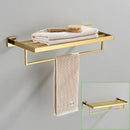 Modern gold stainless steel wall mount towel rack with bathroom shelf