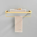 Modern gold stainless steel wall mount towel rack with bathroom shelf