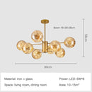 Modern gold star glass pendant light dining room chandelier